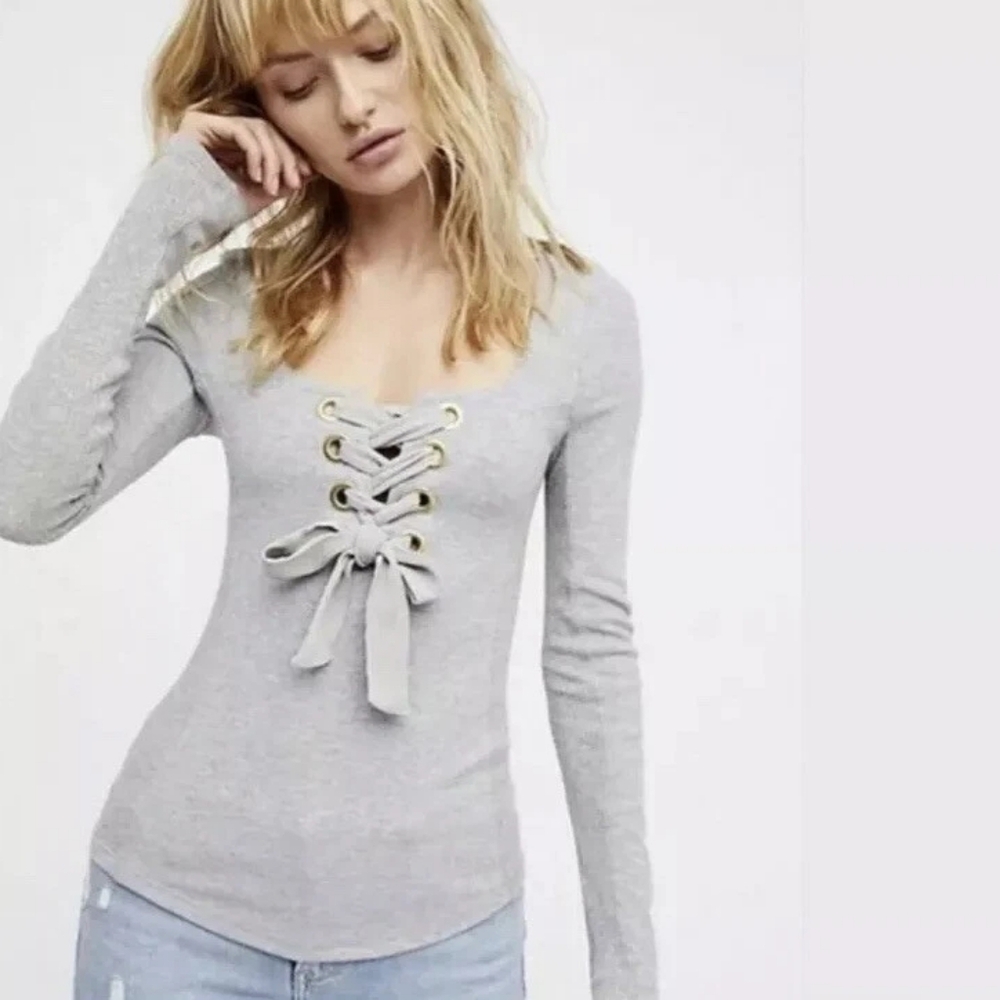 Free People 'Looking Back' Lace Up Top